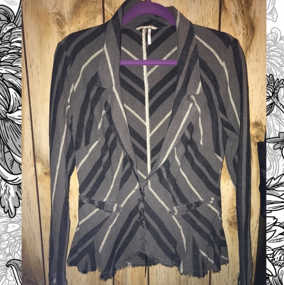 FP gray denim blazer